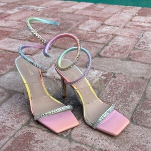 Aldo Multicolor Strappy Heels with Sparkle